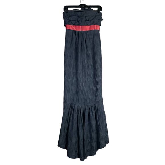 BCBGeneration Ruffle Bodice Maxi Dress Strapless Cocktail Gray Coral Size 2 - Picture 5 of 9